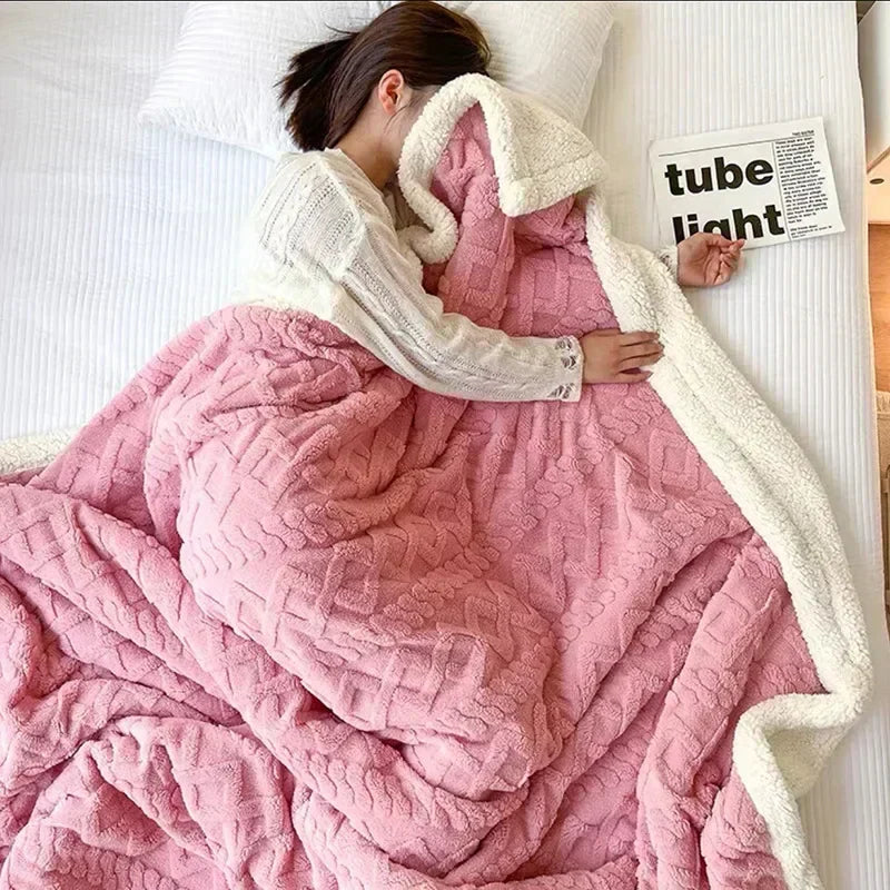 Soft Plush Sheep Wool Throw Blanket