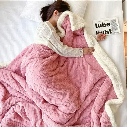 Soft Plush Sheep Wool Throw Blanket