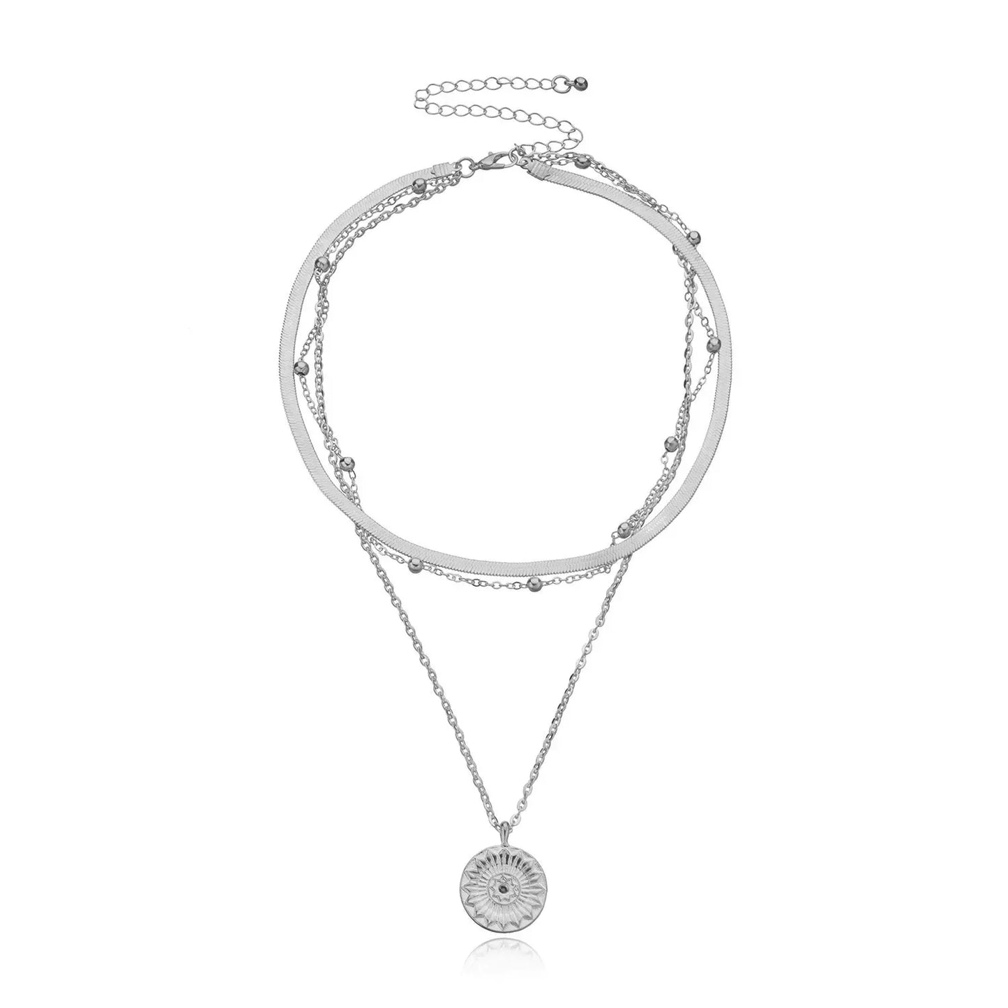 Delicate Flower Pendant Chain Layering Necklace Set