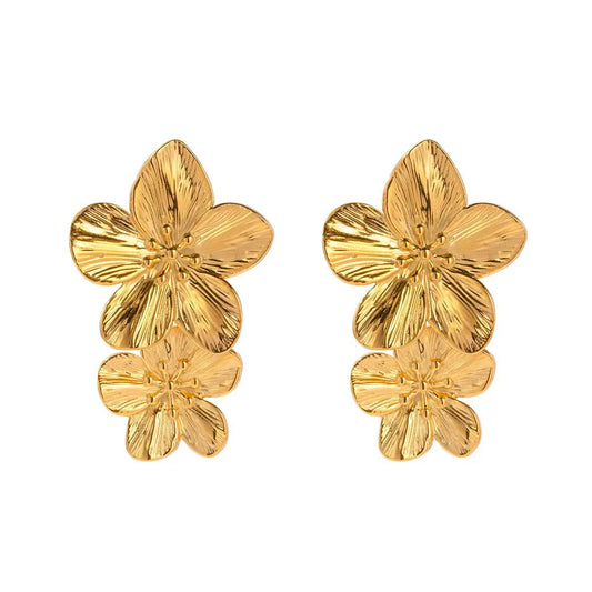 Beautiful Floral Drop Earrings with Hibiscus Design - Halri