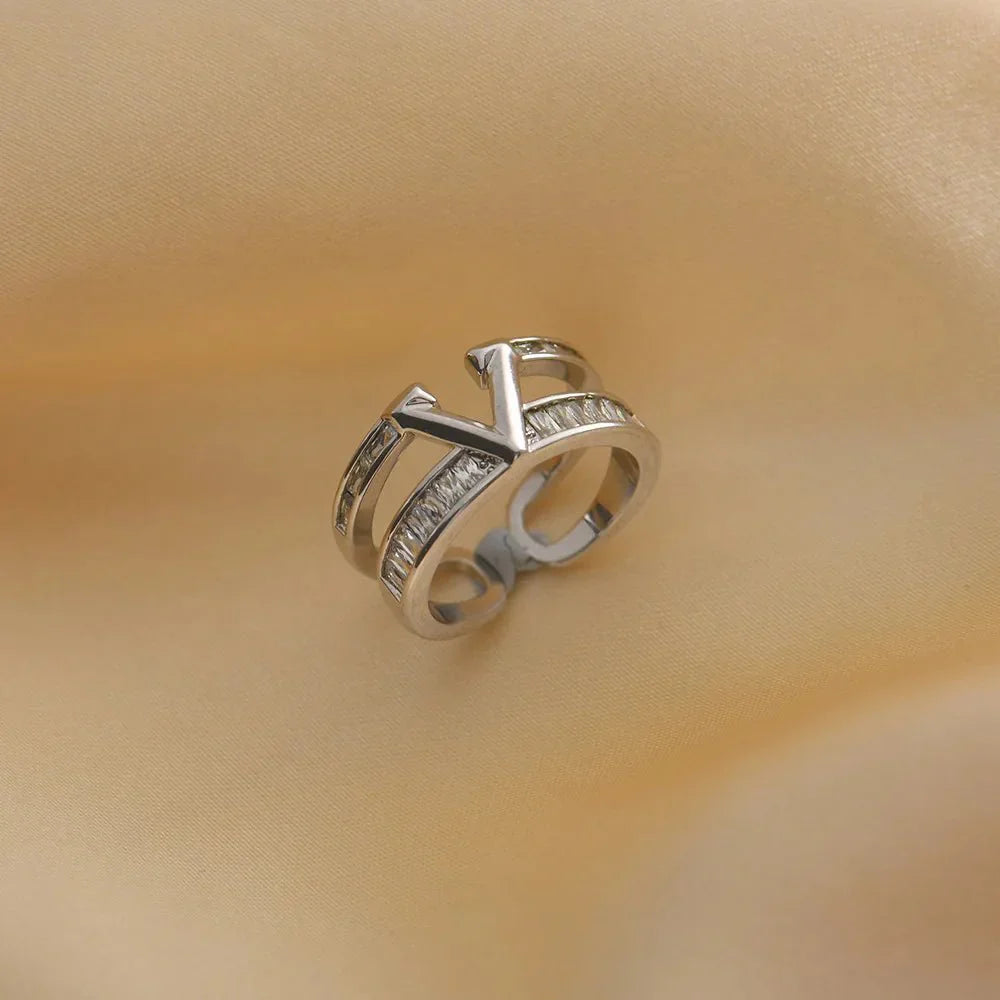 Stunning Paved V Diamond Ring