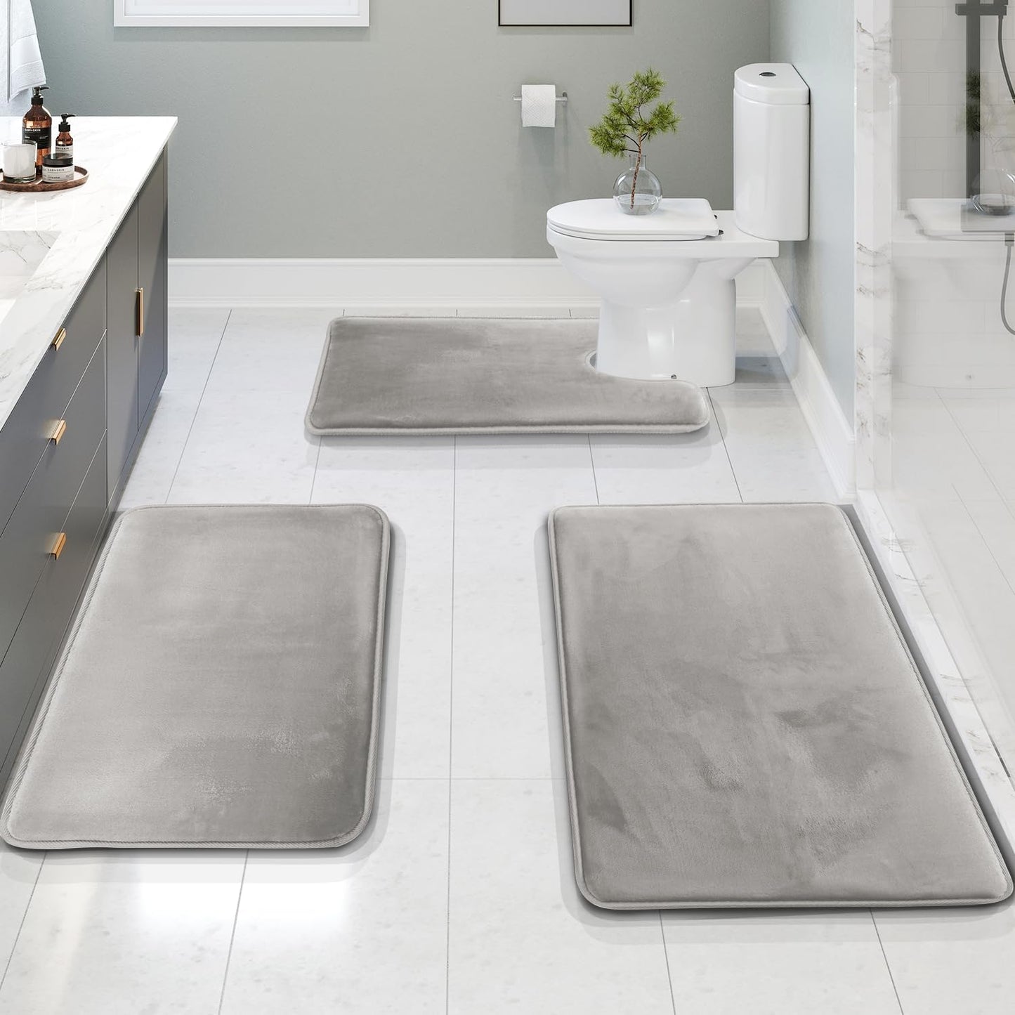 Plush Memory Foam Bathroom Mat Set - 3 Piece Comfort Set