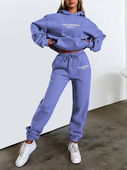 Comfortable Women's Sweatpants Hoodie Outfit Set