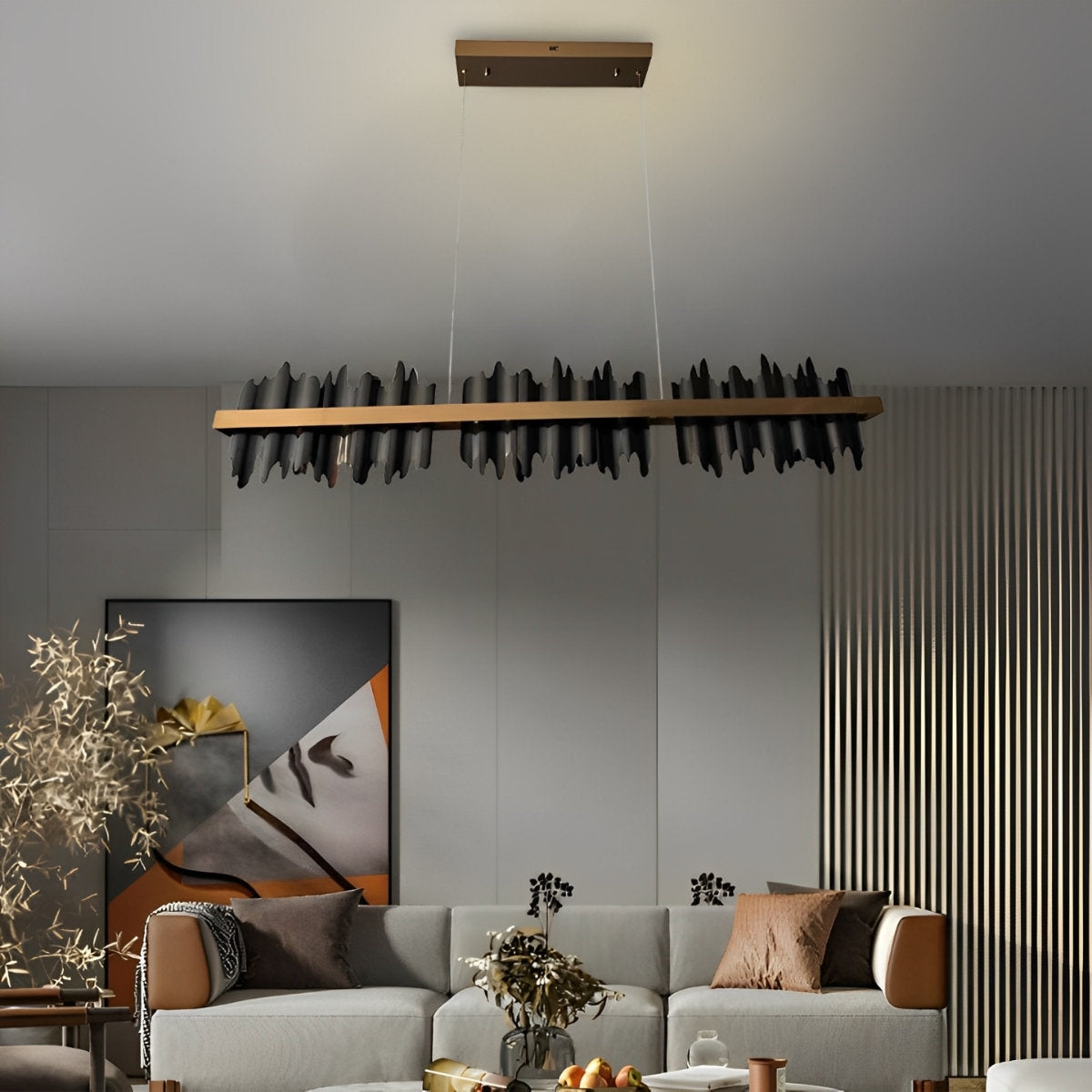 Sleek Linear Modern Dimmable LED Chandelier
