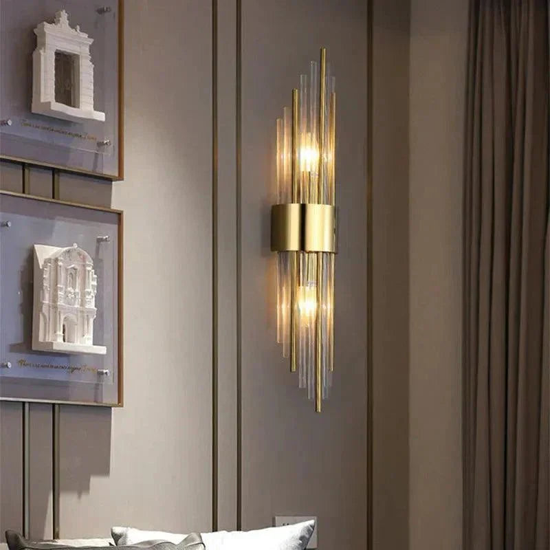 Luxurious Crystal Wall Lamp - Metallic Gold Finish - Halri