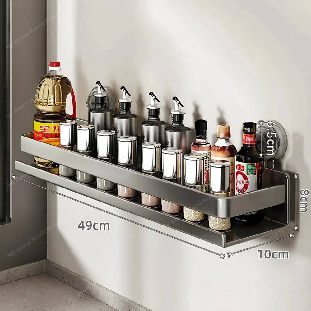 Space-Saving Adhesive Spice Rack for Kitchen Walls