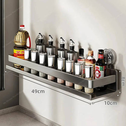 Space-Saving Adhesive Spice Rack for Kitchen Walls