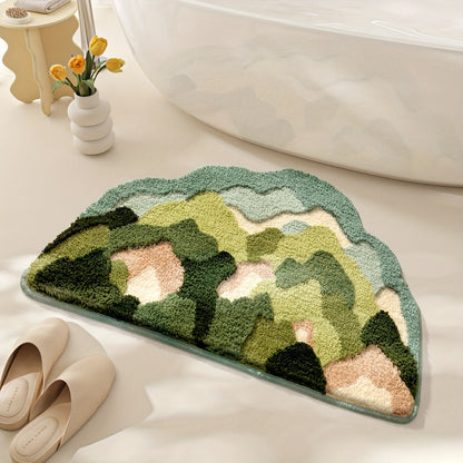 Plush Floral Bath Mat, Non-Slip Luxury Bathroom Rug