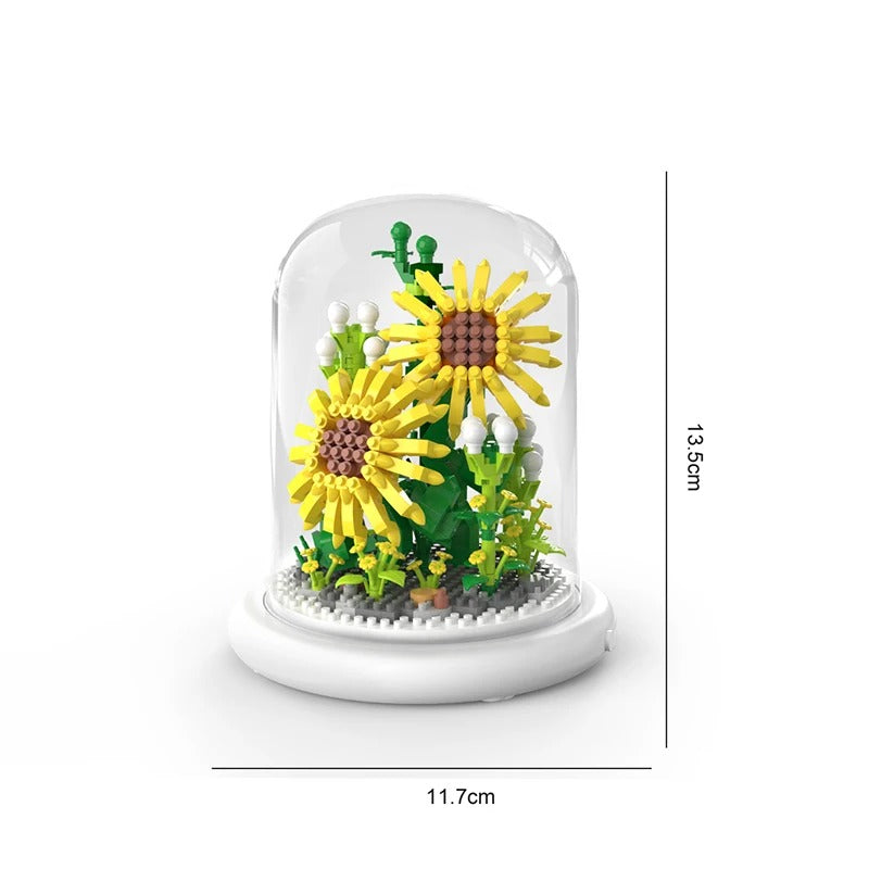 Colorful Glass Flower Decoration Block