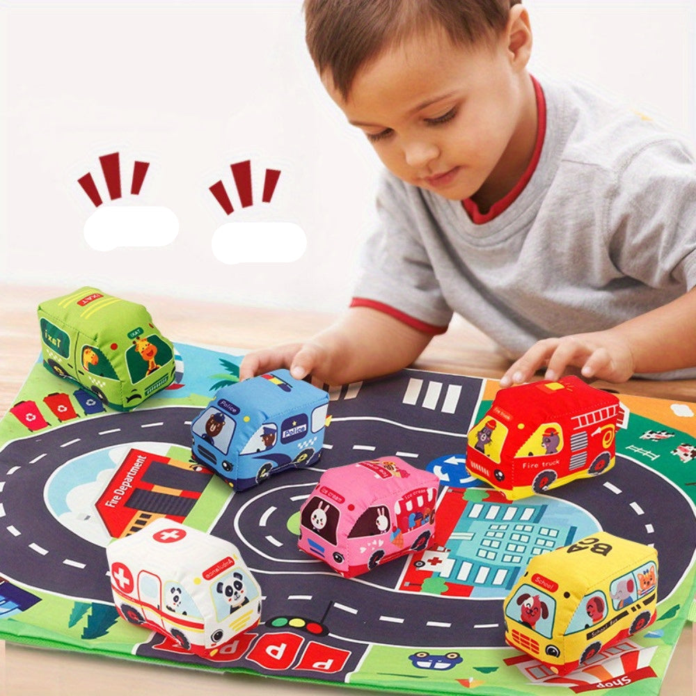 Portable 2-in-1 Plush Car Playset with Storage Bag - Halri