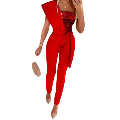 Sequined Off The Shoulder Jumpsuit For Women