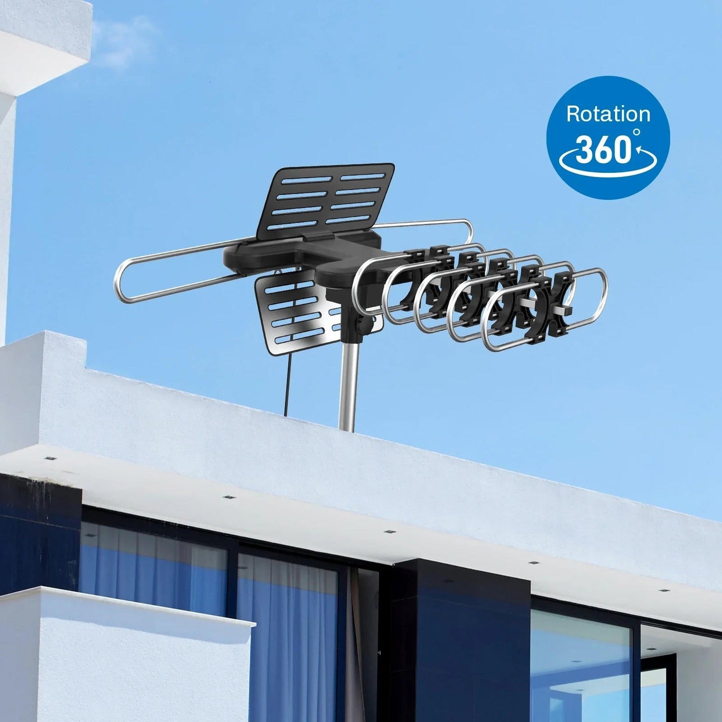 HD Outdoor TV Antenna with 360 Motor for Free Channels