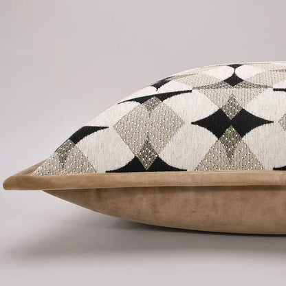 Stylish Geometric Sofa Pillow Cover in Black and Beige - Halri