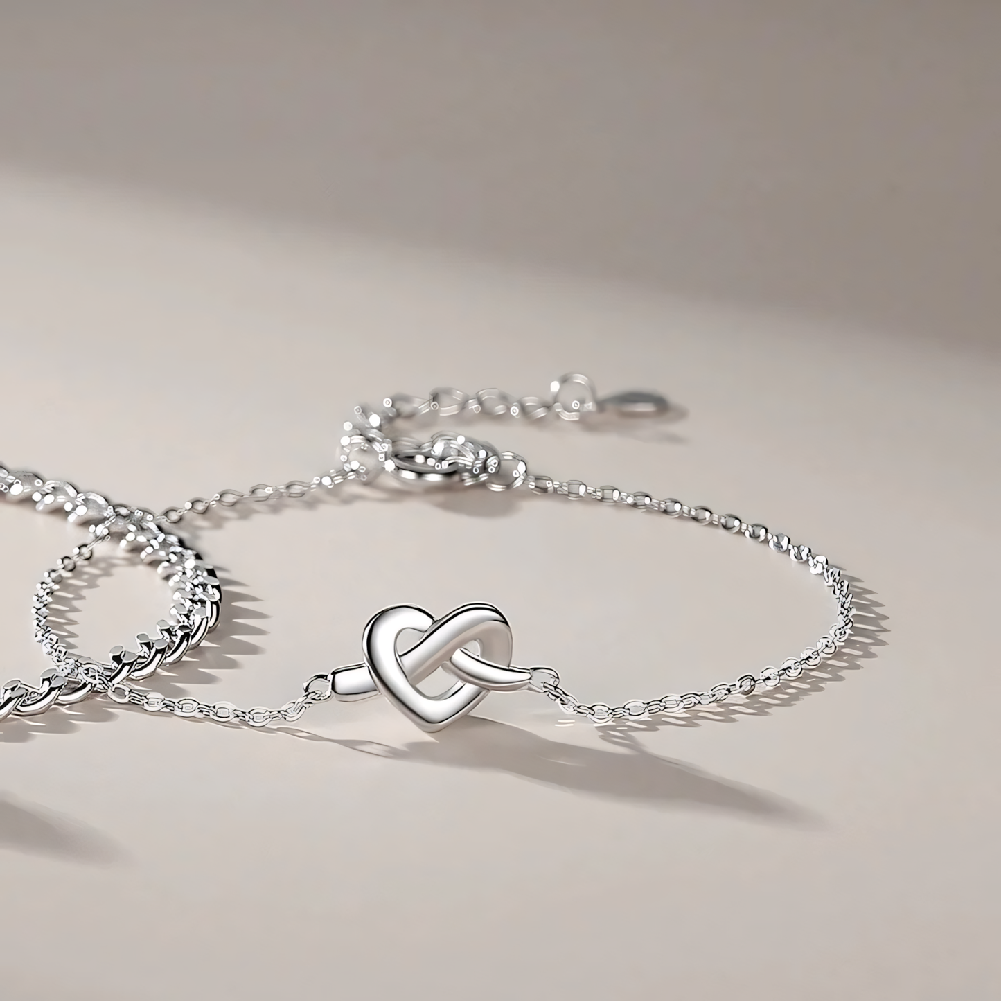 Delicate Sterling Silver Heart Charm Bracelet