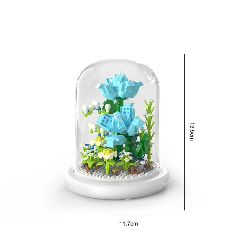 Colorful Glass Flower Decoration Block