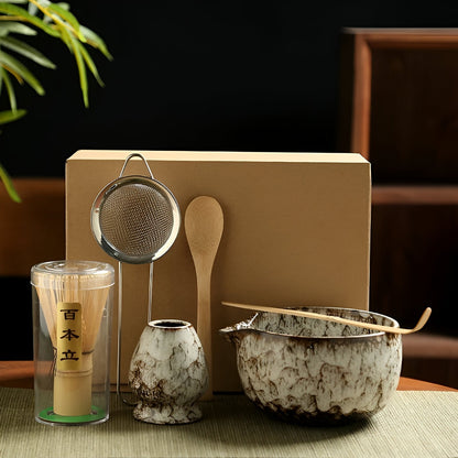 Japanese Matcha Tea Set - 6 Piece Ceramic Kit - Halri