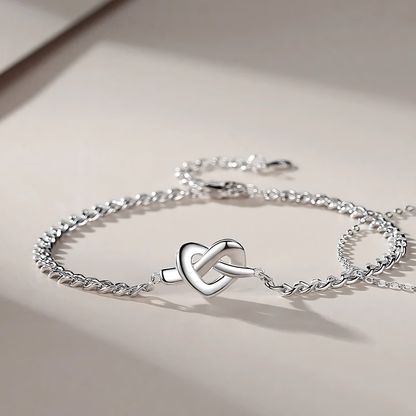 Delicate Sterling Silver Heart Charm Bracelet - Halri