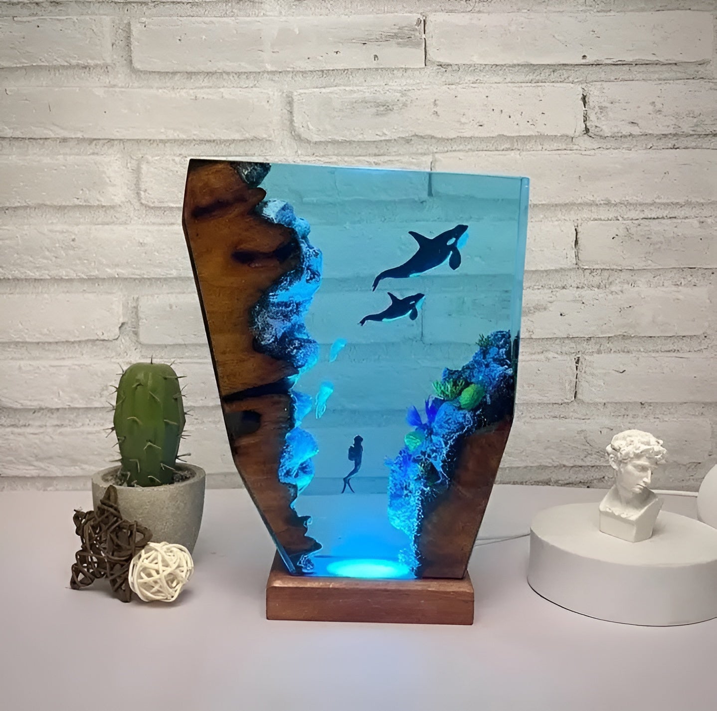 Coastal Glow Modern Table Lamp with USB Charger