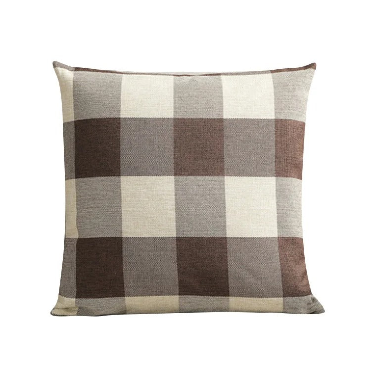 Warm Plaid Cushion Cover in Rustic Home Style