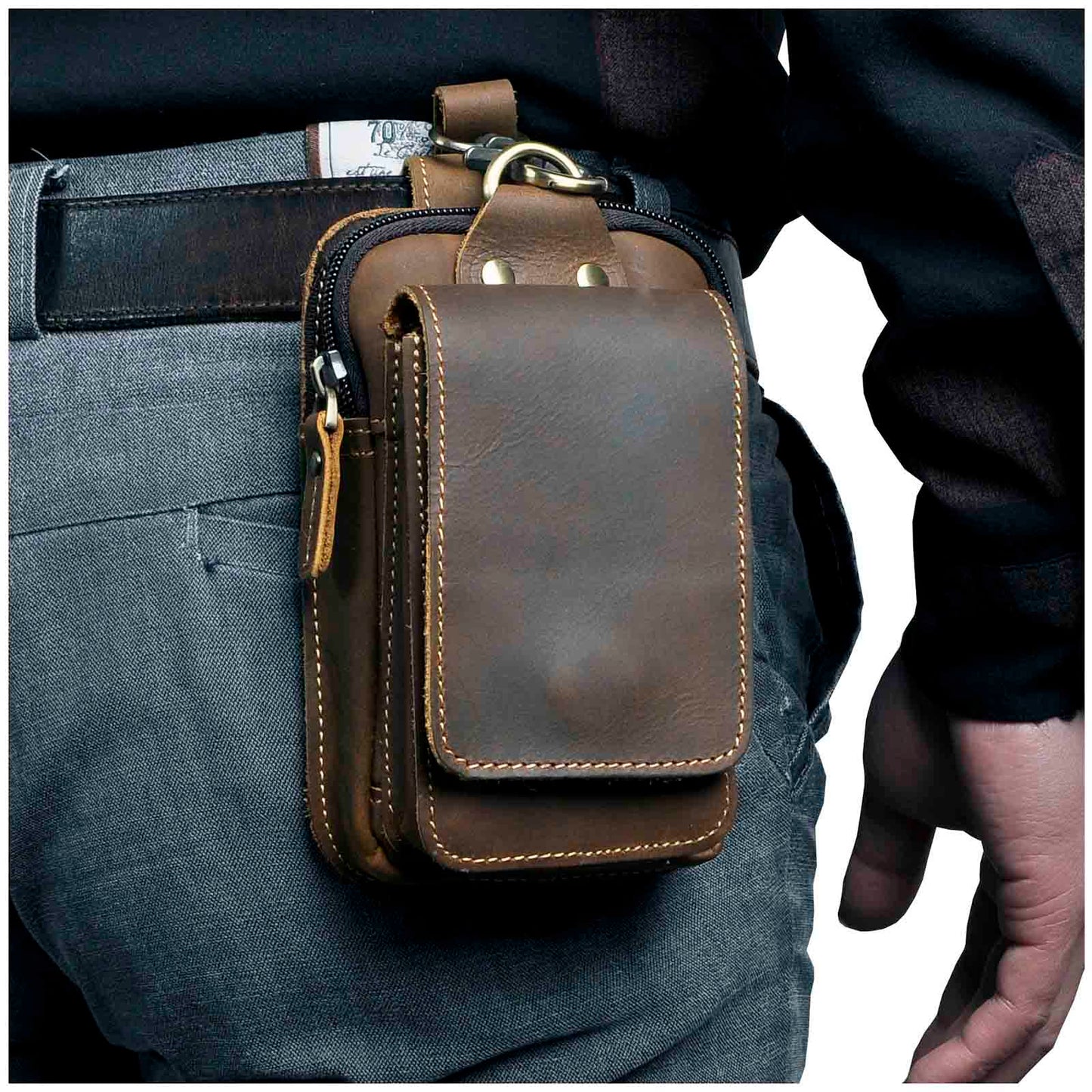 Premium Leather Men's Belt Bag - Halri