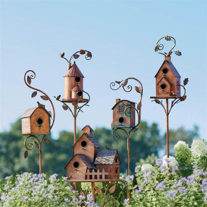 Decorative Iron Birdhouse Garden Ornament - Halri