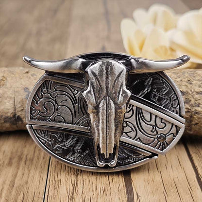 Western Style Silver Oval Belt Buckle