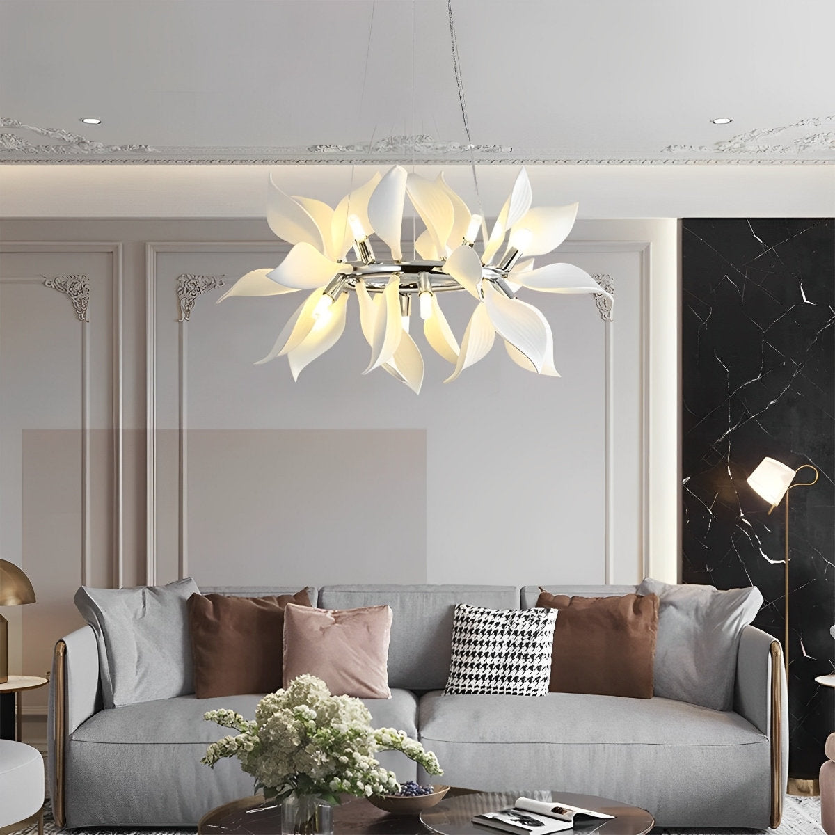 Elegant Glass Floral Pendant Lighting Fixture - Halri
