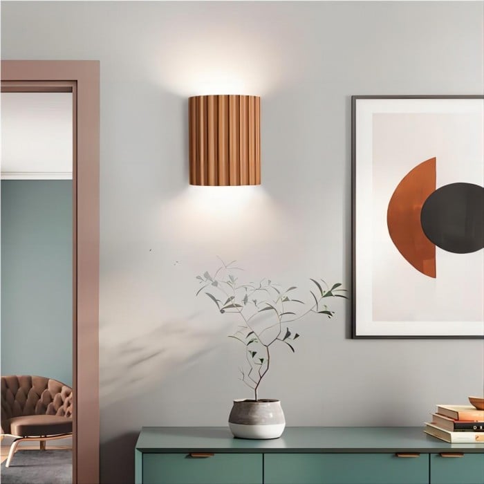 Modern Fluted Wall Light in Colourful Ribbed Resin Design