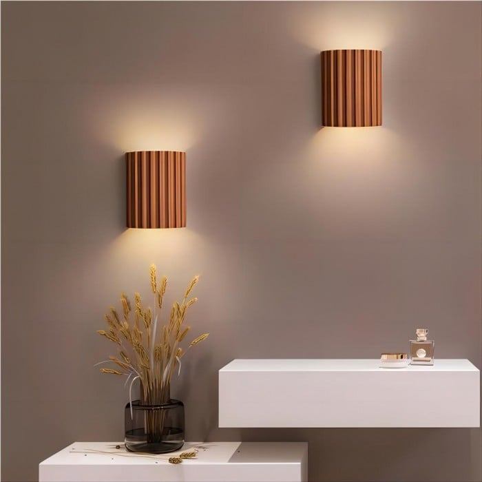 Modern Fluted Wall Light in Colourful Ribbed Resin Design
