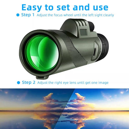 Compact High Zoom Monocular Telescope with Tripod