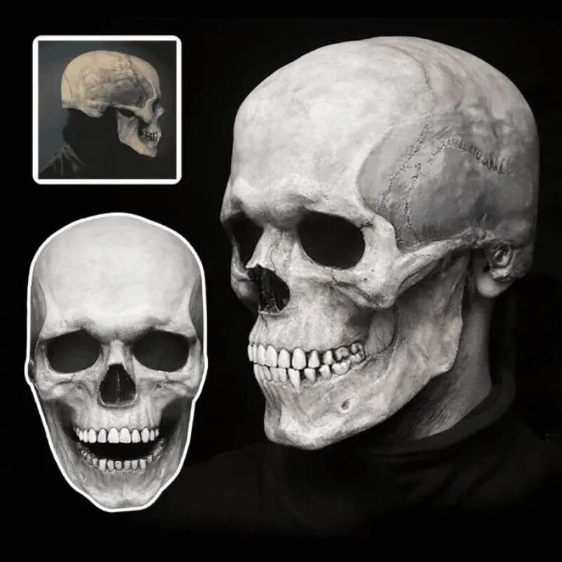 Realistic Skull Mask with Moving Jaw Halloween Costume