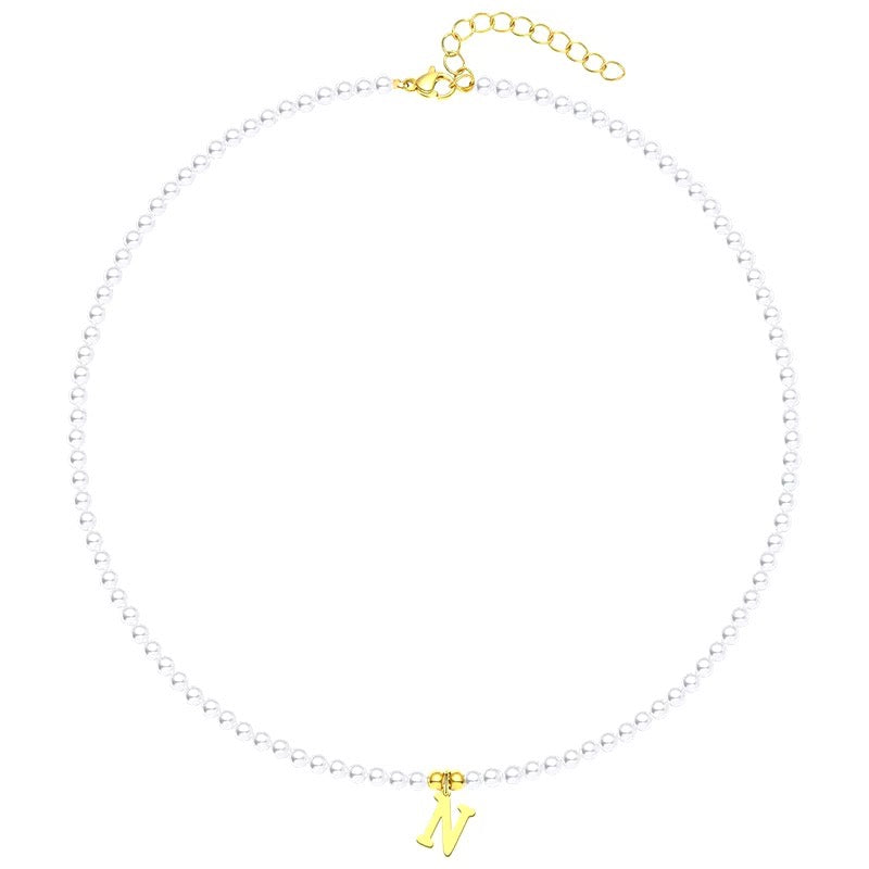 Luxurious Gold Pearl Monogram Necklace