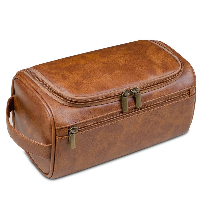 Luxury Travel Leather Wash Bag