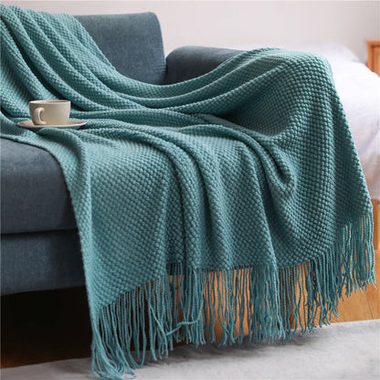 Warm Knitted Throw Blanket for Home Decor