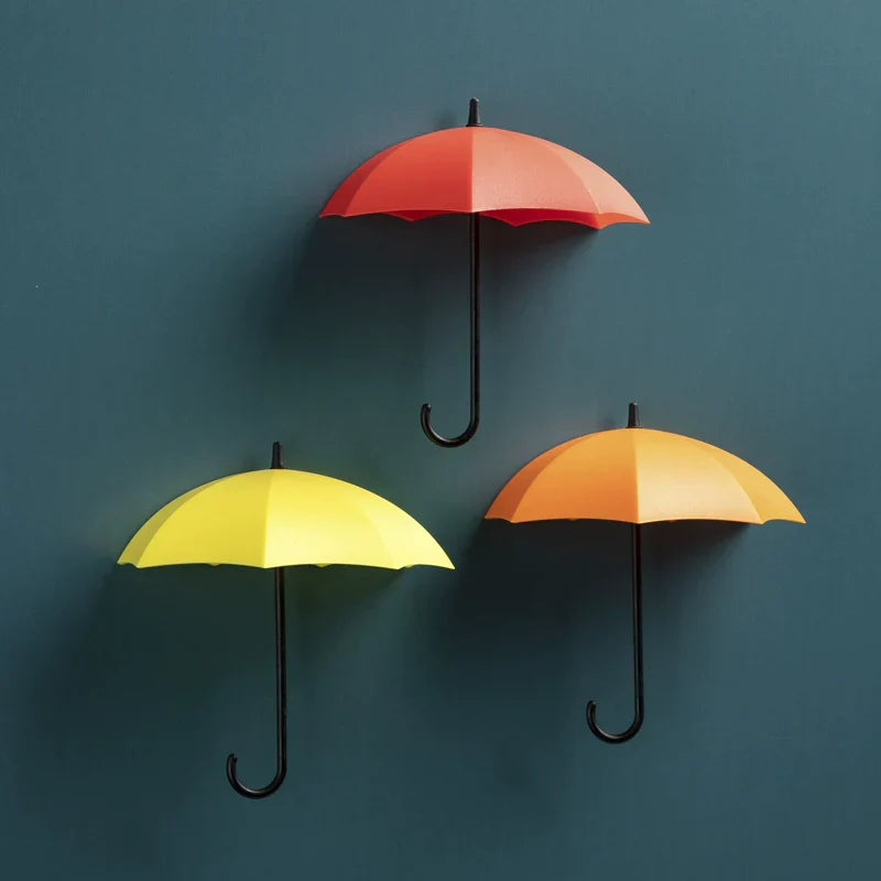 Adorable Umbrella Wall Mount - Drill-Free Key Holder
