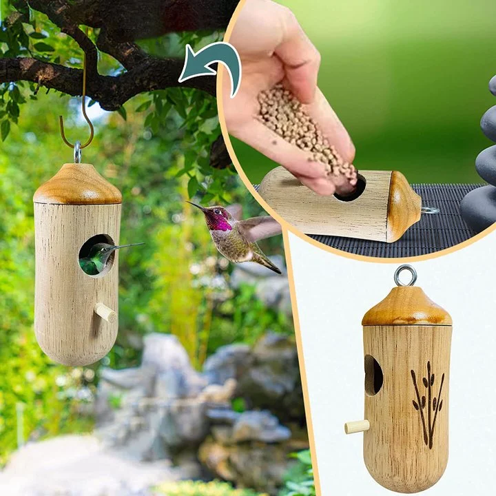 Natural Wood Birdhouse for Outdoor Gardens