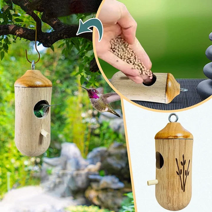Natural Wood Birdhouse for Outdoor Gardens