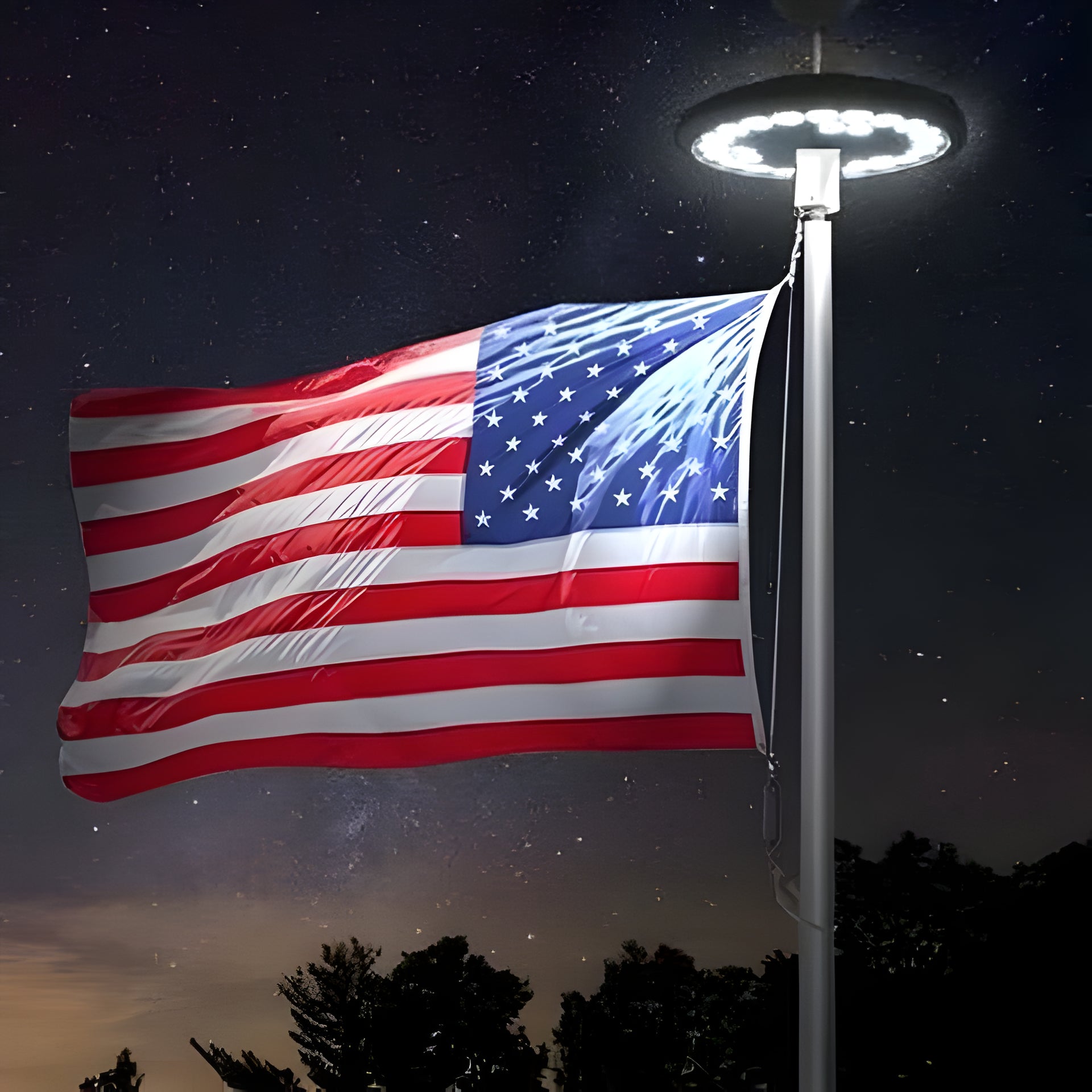 Bright LED Solar Flagpole Night Lights - Halri