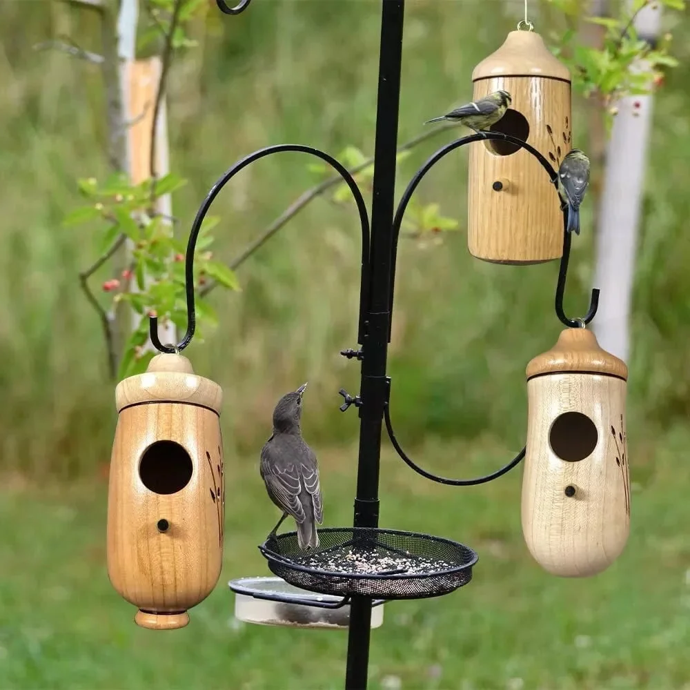 Natural Wood Birdhouse for Outdoor Gardens