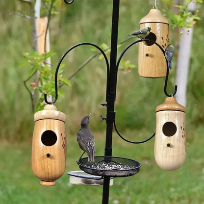 Natural Wood Birdhouse for Outdoor Gardens