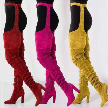 Trendy Suede Over Knee High Heel Boots