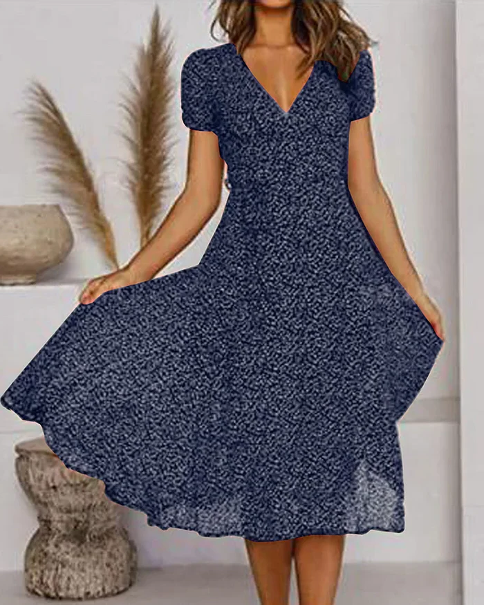 Pretty V Neck Flowy Summer Dress