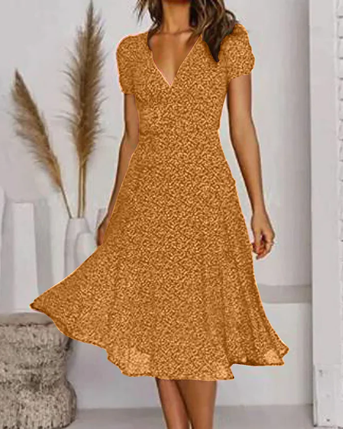 Pretty V Neck Flowy Summer Dress