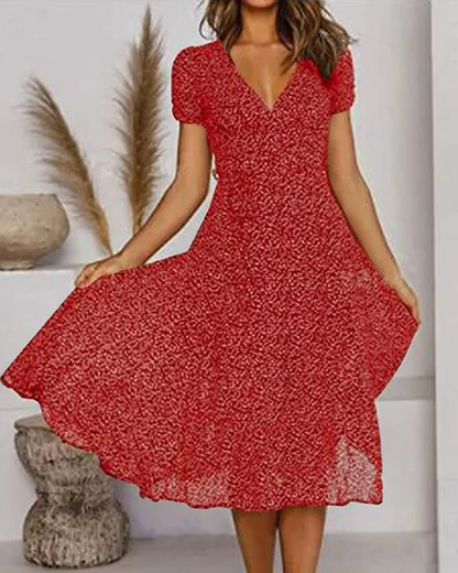 Pretty V Neck Flowy Summer Dress