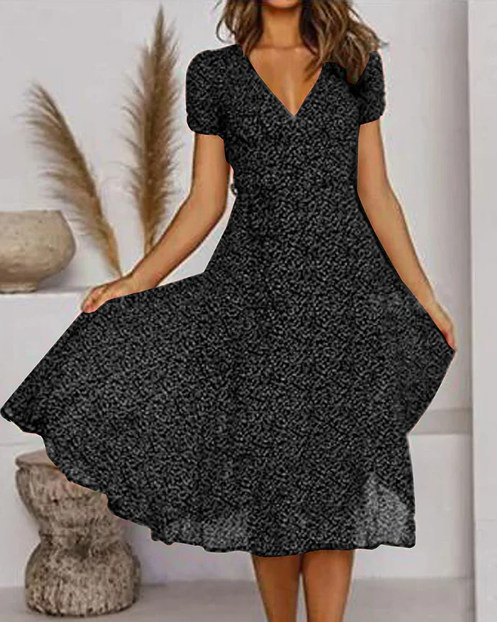 Pretty V Neck Flowy Summer Dress - Halri
