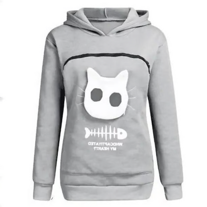 Cozy Cat Owner Hoodie with Pouch
