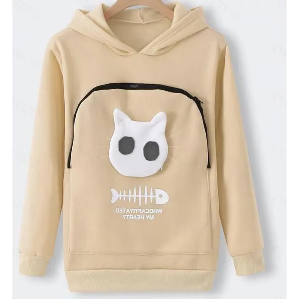 Cozy Cat Owner Hoodie with Pouch