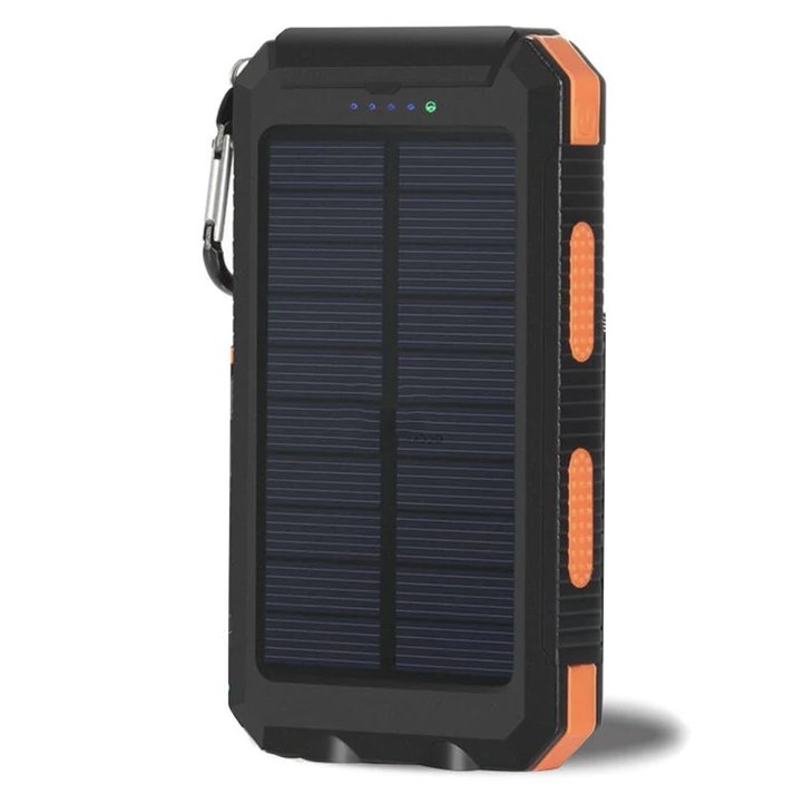 Slim Waterproof Portable Solar Charger with LED Flashlight