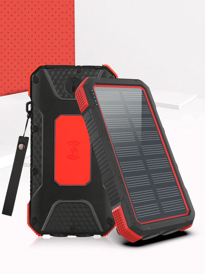 Slim Waterproof Portable Solar Charger with LED Flashlight
