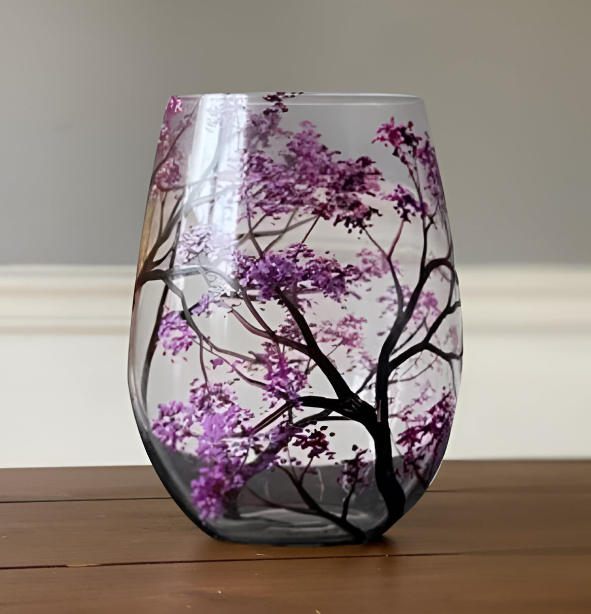 Colorful Tree Wine Glasses - Hand Painted Design